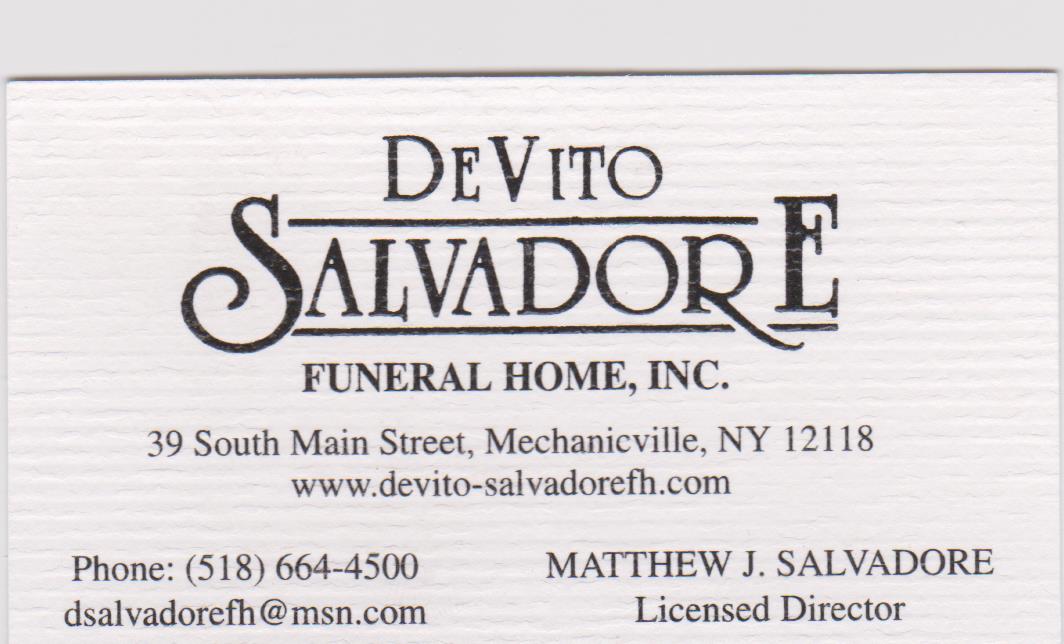 Devitosalvadore Funeral Home South Main Street Mechanicville Ny